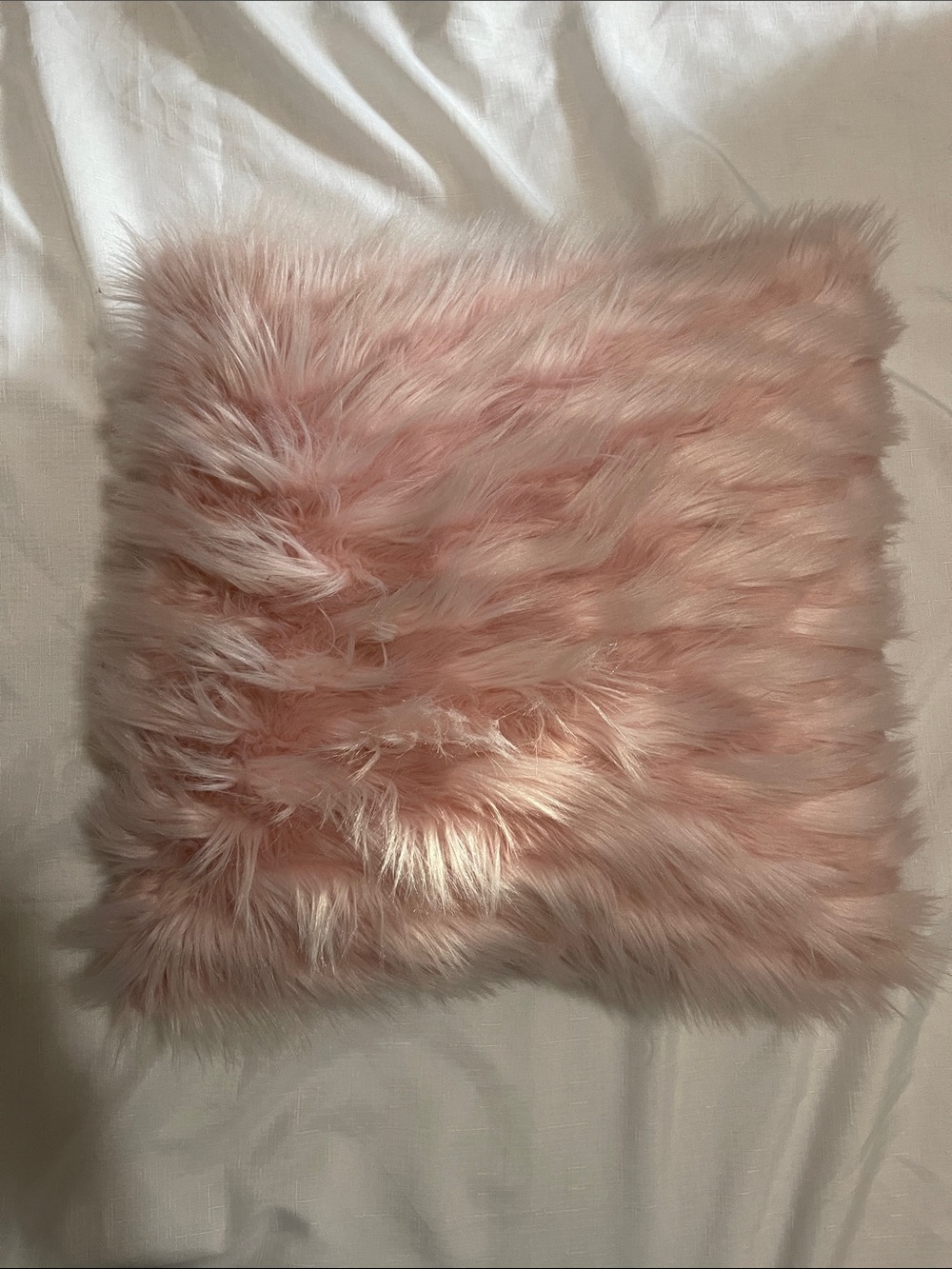 Plush Faux Fur Throw Pillow - Blush Pink 20x20